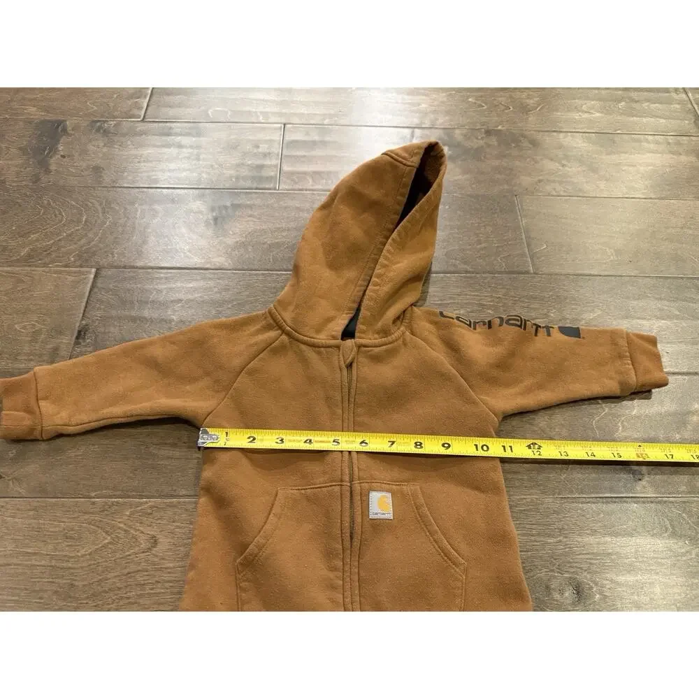 Carhartt Baby Unisex Brown Fleece Hooded Full Zip Coverall Jumpsuit Size 6M